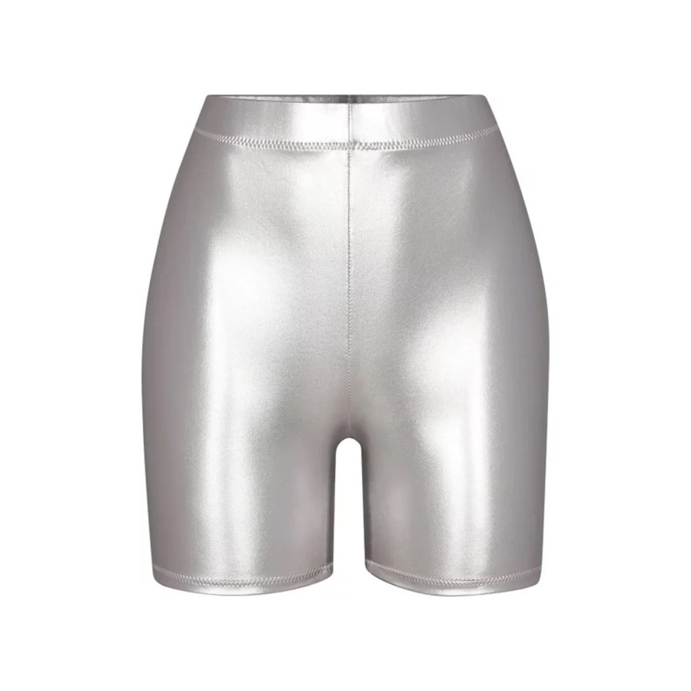 SKIMS Metallic Swim Mid Waist Short/Bottoms Nickel Sporty Celeb Style |NEW/NWT🩶